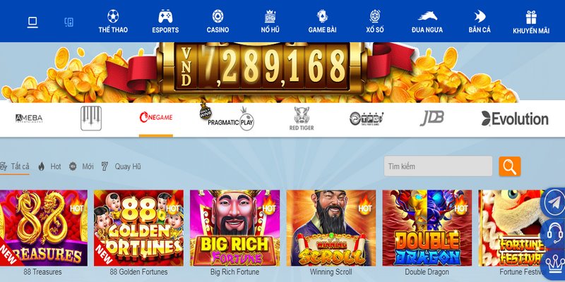 Nhà cái có sẵn nhiều thể loại Slots nổ jackpot hấp dẫn